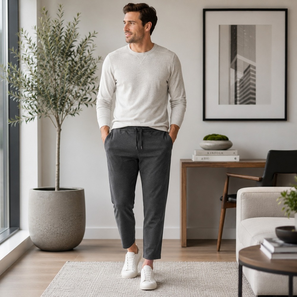 Fundamental Coast Mens Jogger Pants 34x28 Gray Drawstring Stretch Casual Travel